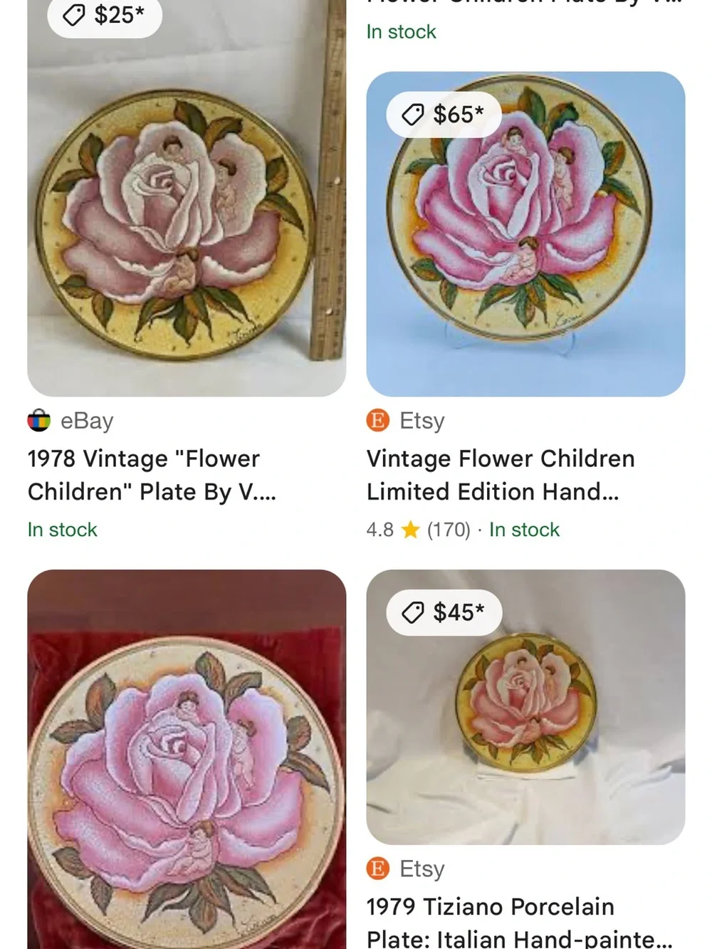 1978 Flower Children Hand Painted by Italian Artist Vincente Tiziano